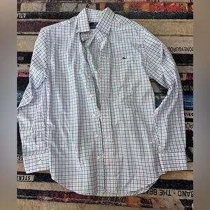 Vineyard Vines Men's slim fit Tucker Blue and Pink Checkered Shirt small
